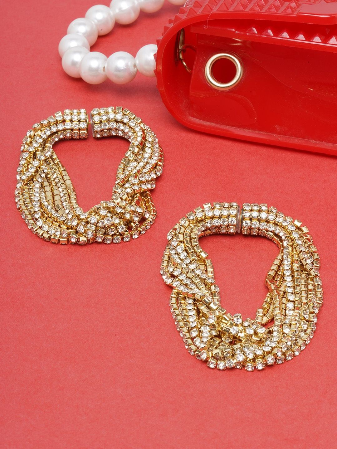 

KPOP Gold-Plated Stone Studded Contemporary Drop Earrings