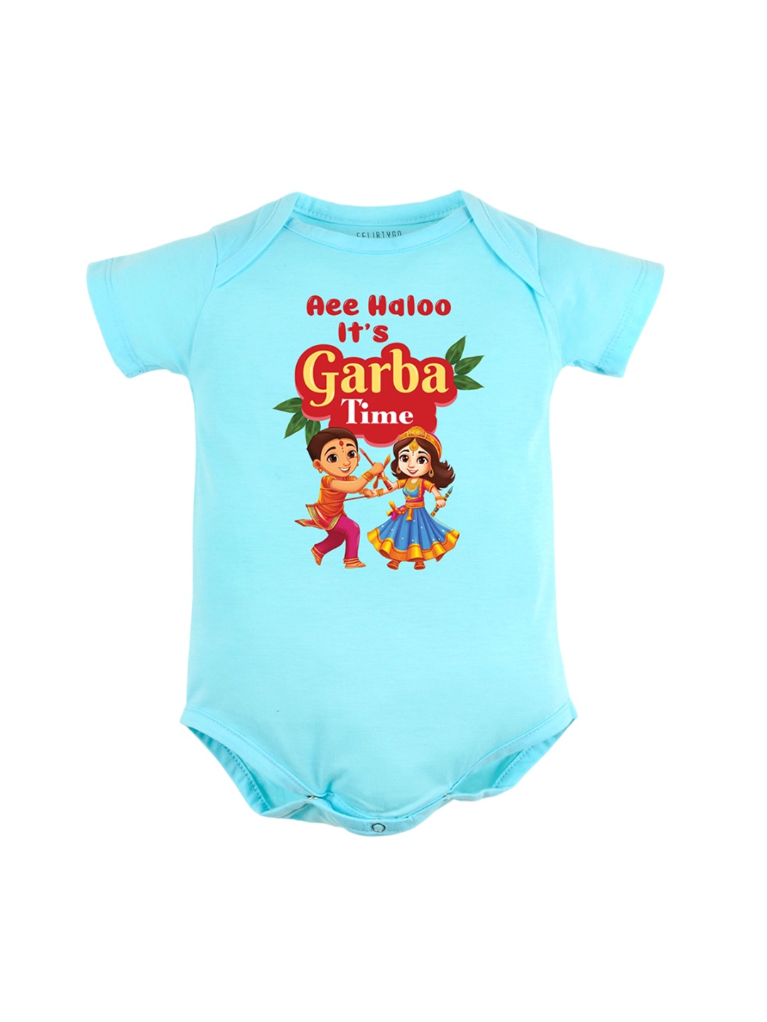 

FFLIRTYGO Infants Printed Pure Cotton Bodysuit, Turquoise blue