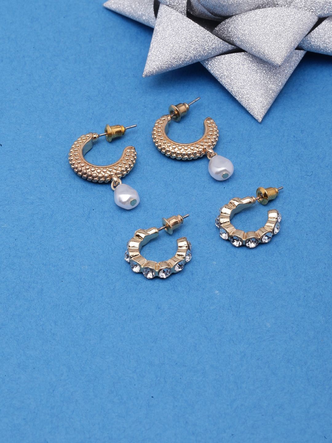 

KPOP Contemporary Half Hoop Earrings, Gold