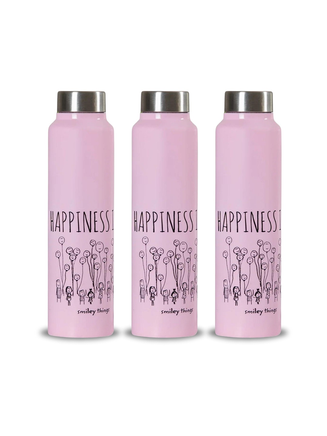 

Clay Craft Vacbott Happiness 1000Ml Single-Wall Stainless Steel BIS Approved Water Bottle, Pink