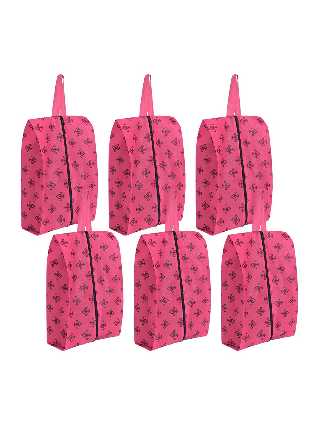 

prettykrafts Pink & Black 6 Pieces Reusable Shoes Organiser