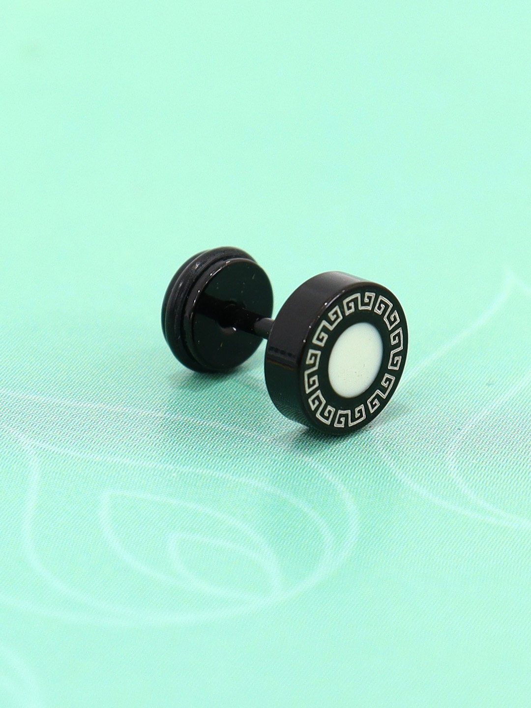 

VAGHBHATT Men Stainless Steel Antique Design Round Shaped Studs, Black