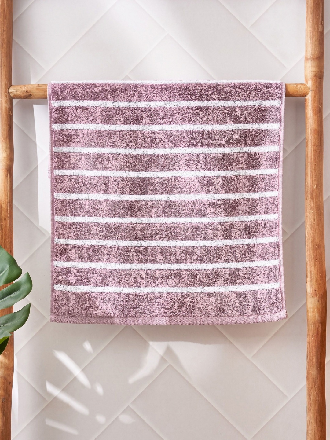 

Home Centre Purple & White 1 Striped Cotton 450 GSM Bath Towel