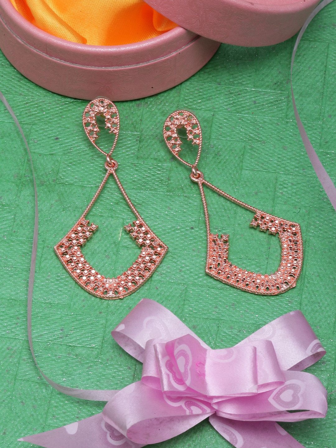 

KPOP Rose Gold Plated Contemporary Drop Earrings