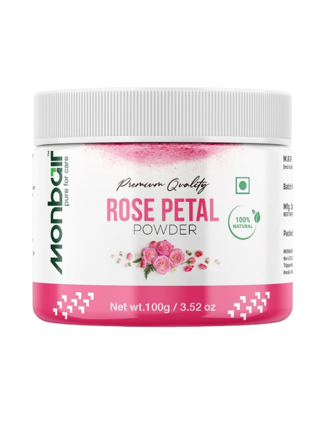 

MONBAIR Organic Rose Petal Powder- 100 g, Pink