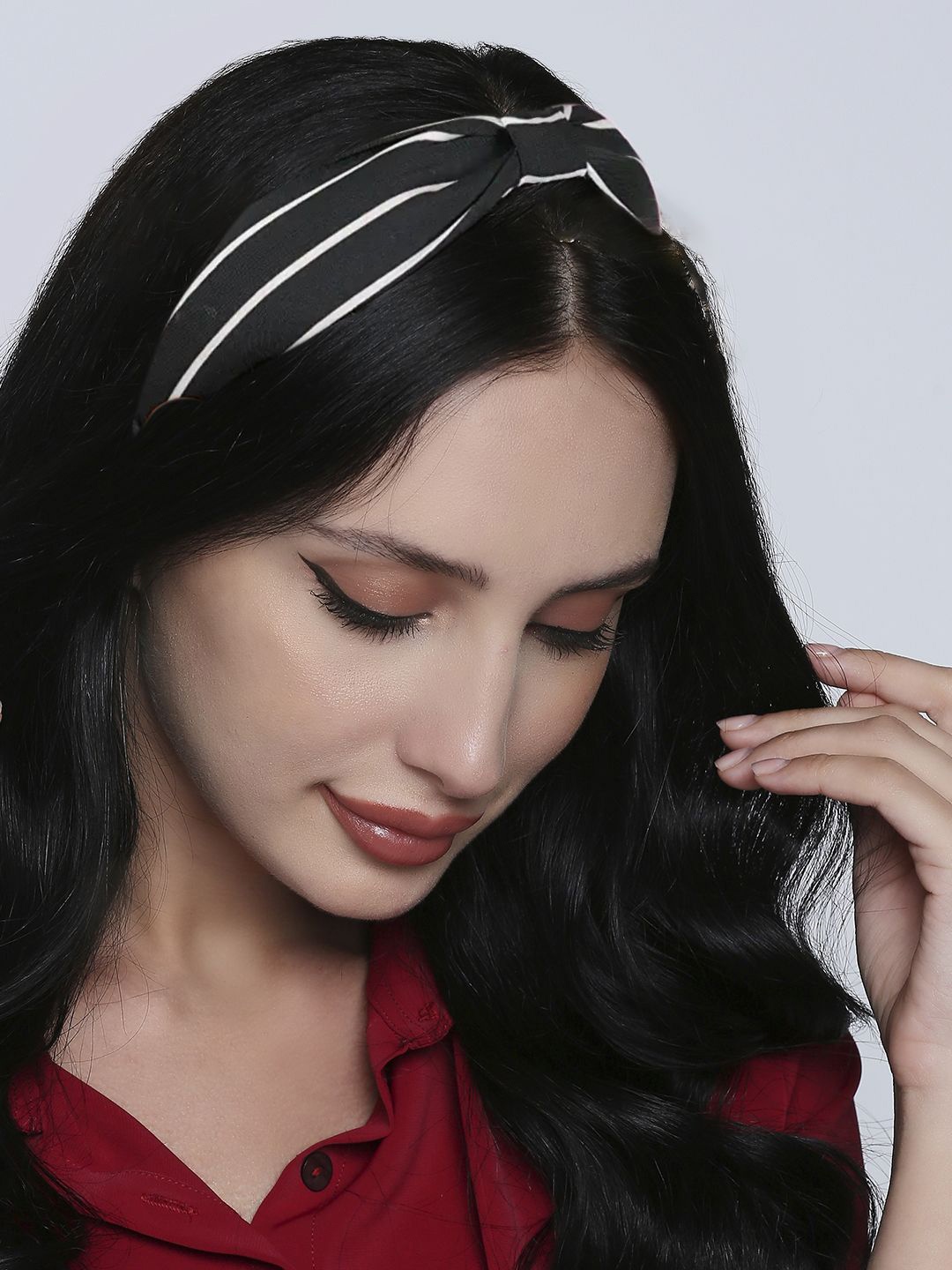 

fabula Women Striped Printed Hairband, Black