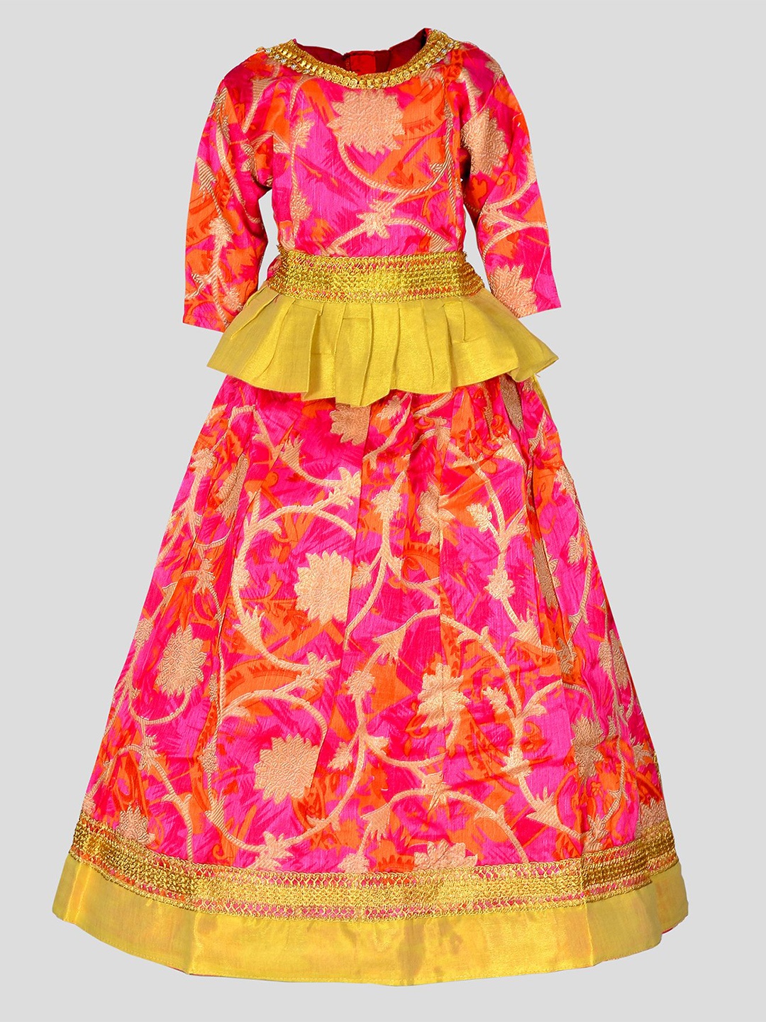 

BAESD Girls Embellished Sequinned Ready to Wear Lehenga &, Pink
