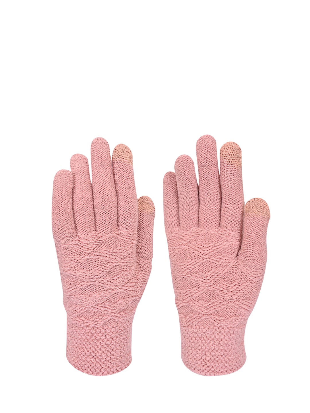 

LOOM LEGACY Women Patterned Acrylic Winter Gloves, Pink