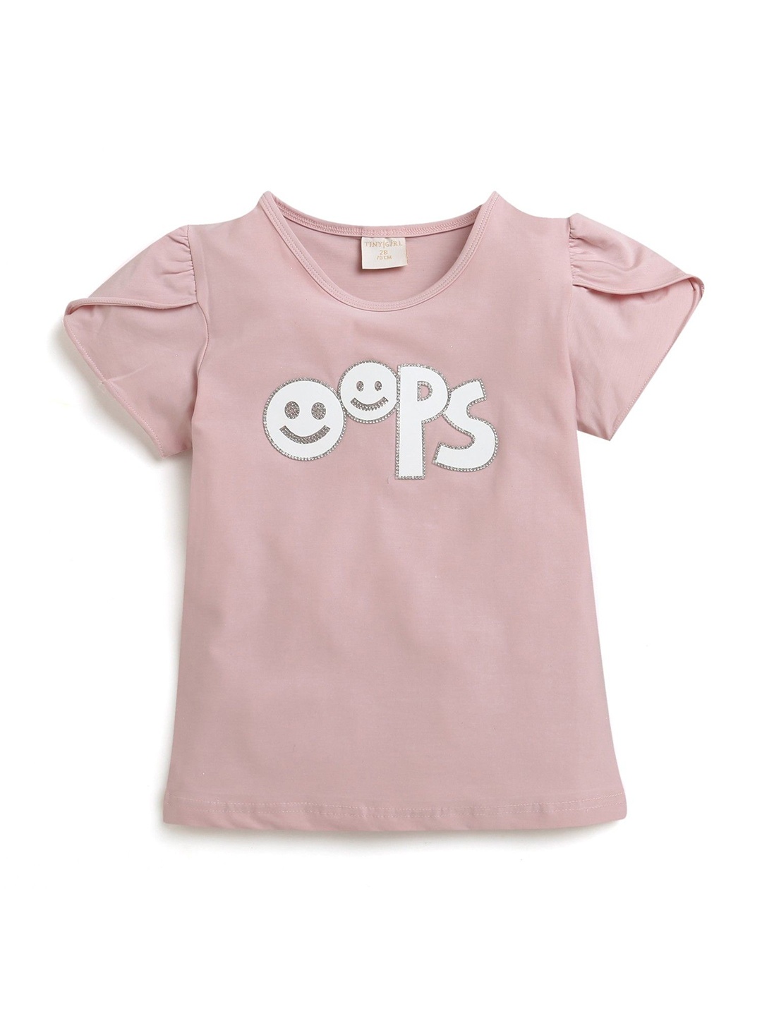 

Tiny Girl Typography Printed Round Neck Cotton Top, Peach