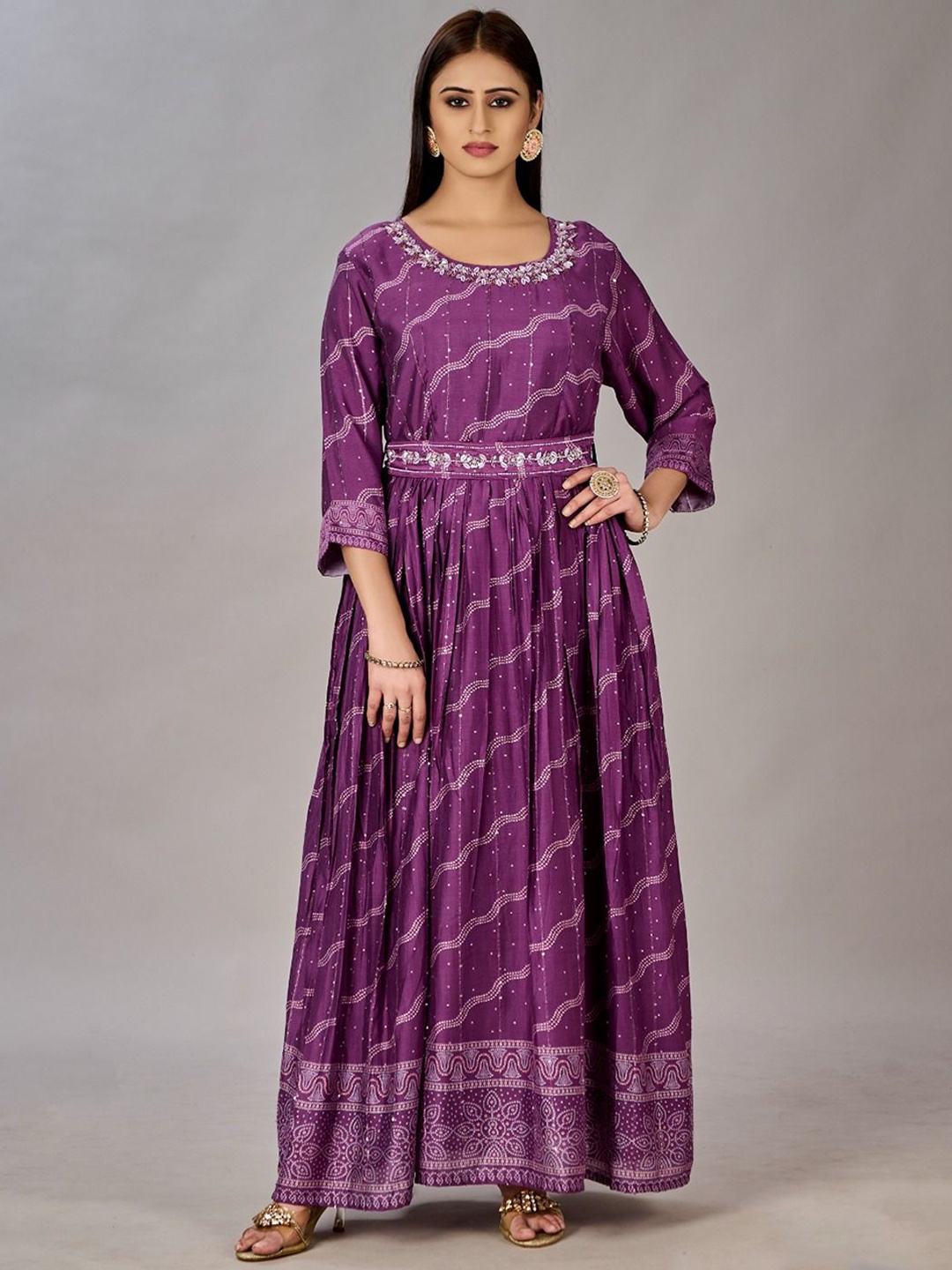 

JIVORA Women Embellished Maxi Dress, Purple