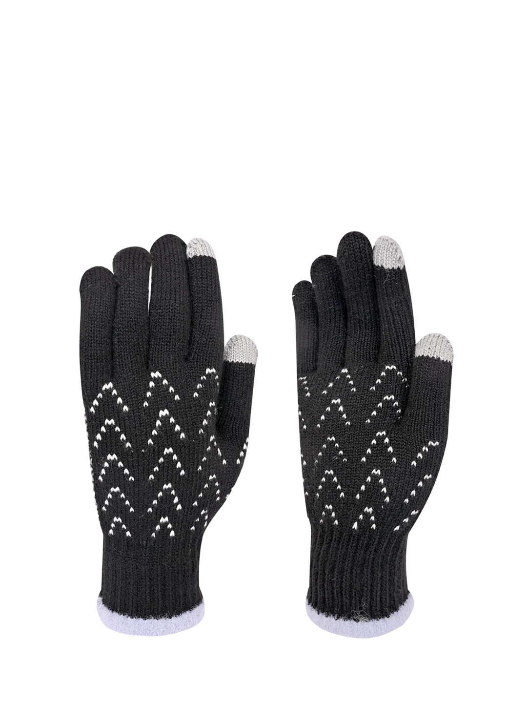 

LOOM LEGACY Women Patterned Acrylic Touchscreen Gloves, Black