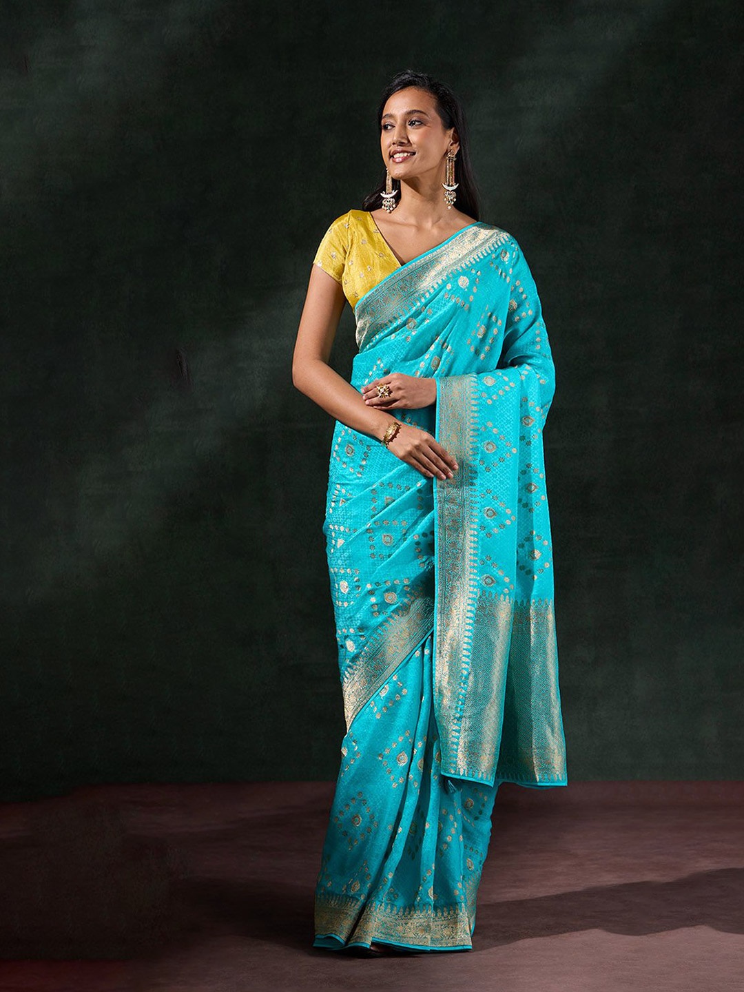 

Taneira Ethnic Motifs Woven Design Zari Saree, Blue