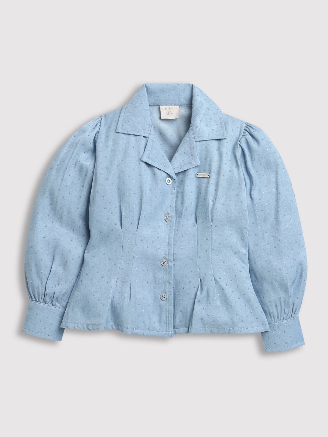 

Tiny Girl Micro Ditsy Printed Lapel Collar Top, Blue