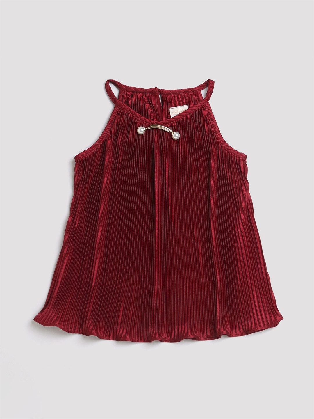 

Tiny Girl Self Design Halter Neck Top, Red