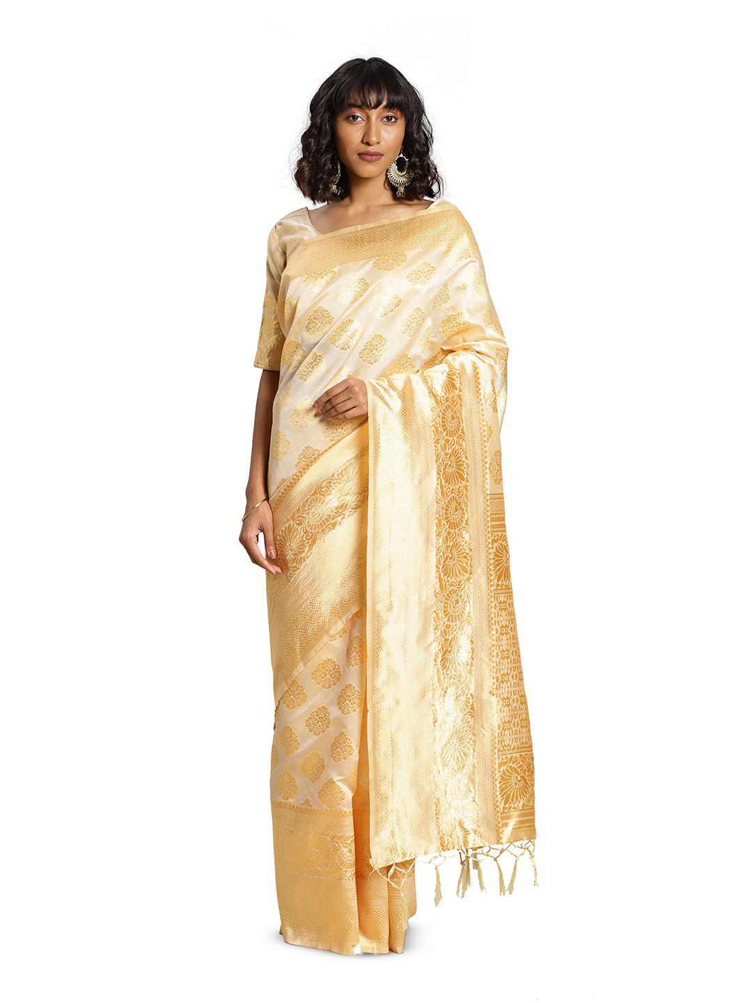 

Maroosh Woven Design Zari Banarasi Saree, White