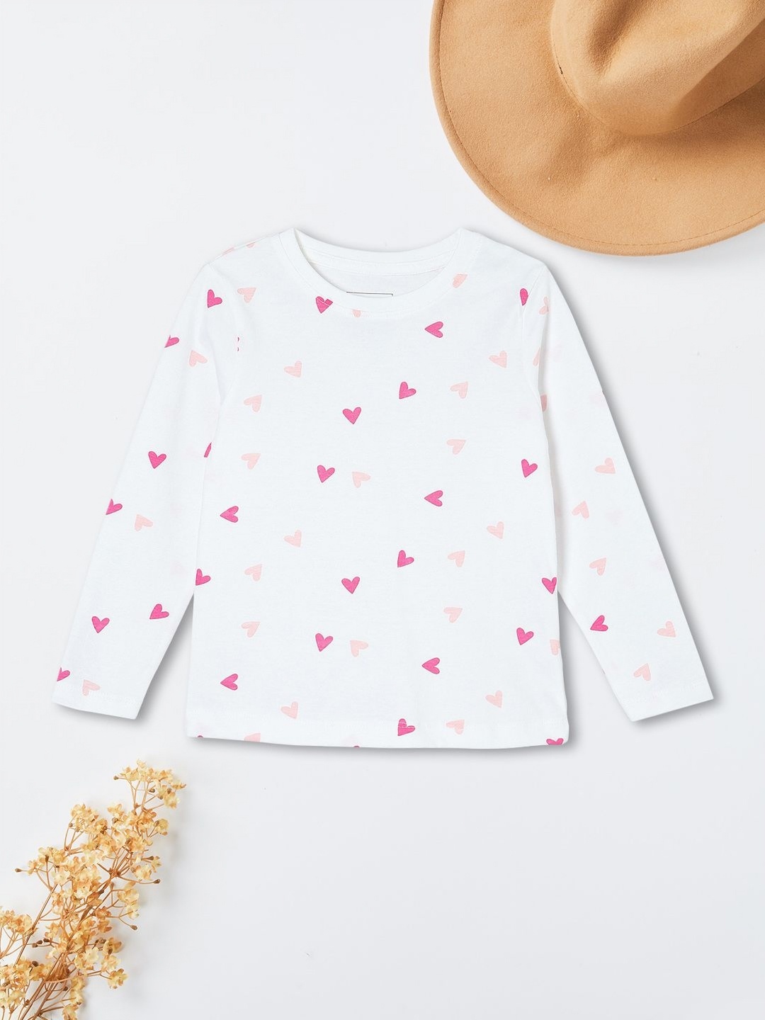 

max Girls Conversational Printed Round Neck Cotton T-shirt, Beige