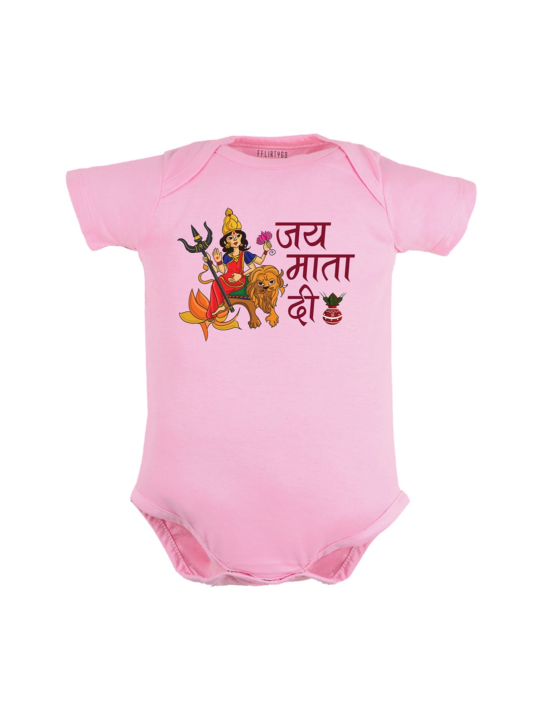 

FFLIRTYGO Infants Durga Puja & Navratri Special Printed Cotton Bodysuit, Pink