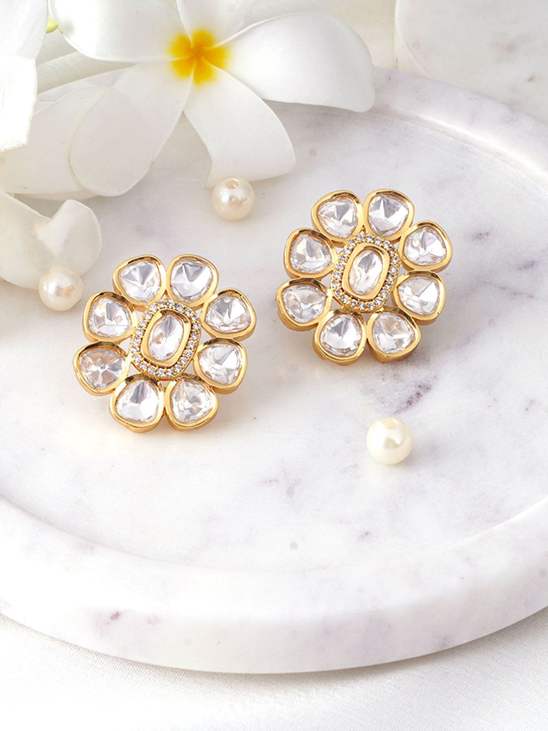 

Adwitiya Collection Gold Plated Kundan Classic Studs