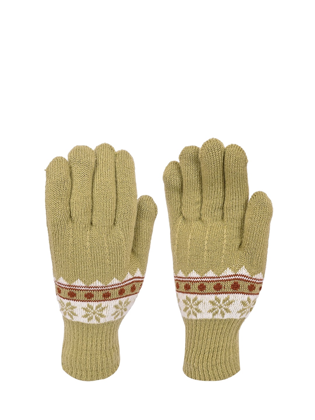 

LOOM LEGACY Women Patterned Acrylic Winter Gloves, Green