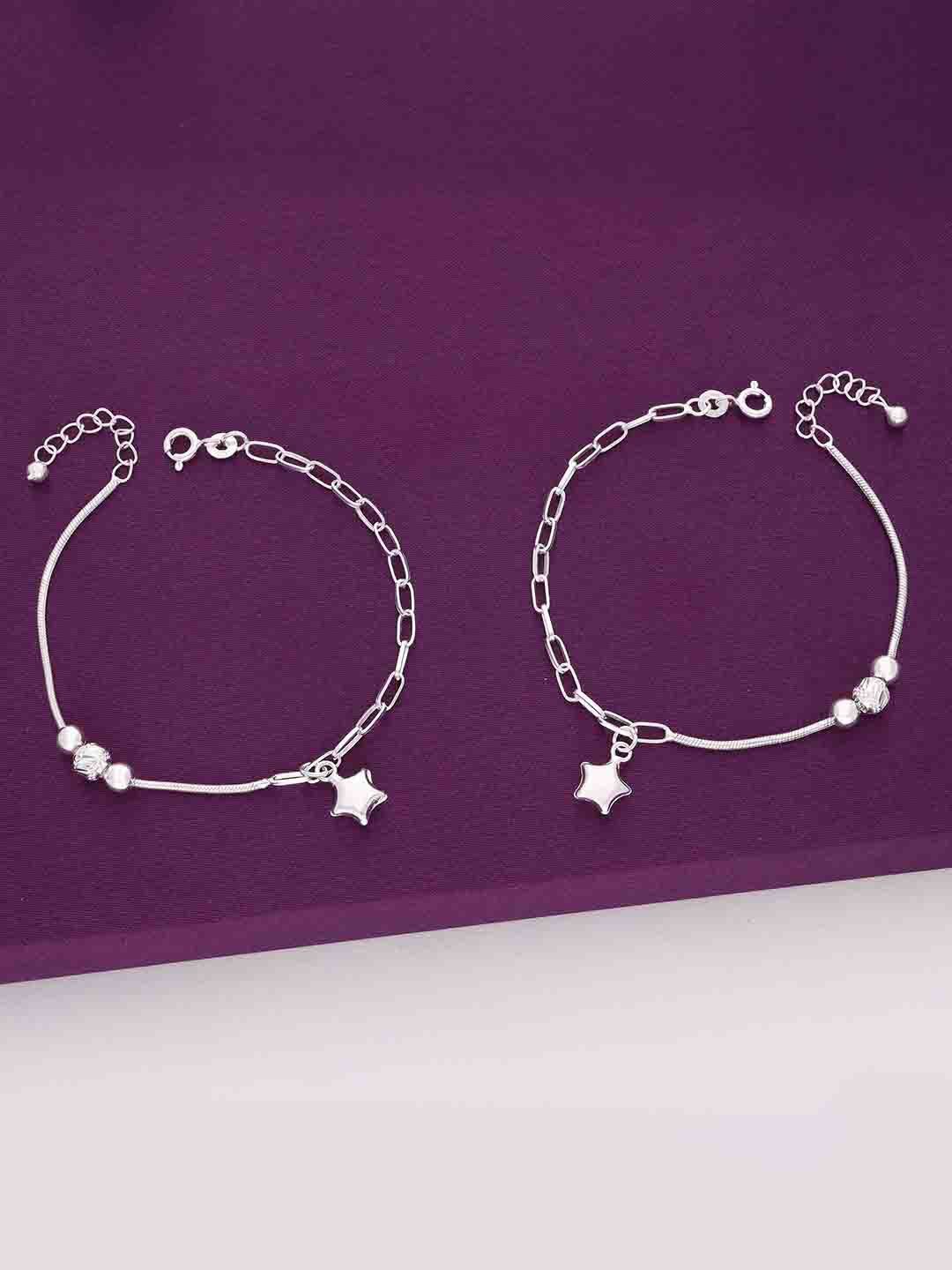 

KAI JEWEL Girls 925 Sterling Silver Rhodium-Plated Anklets