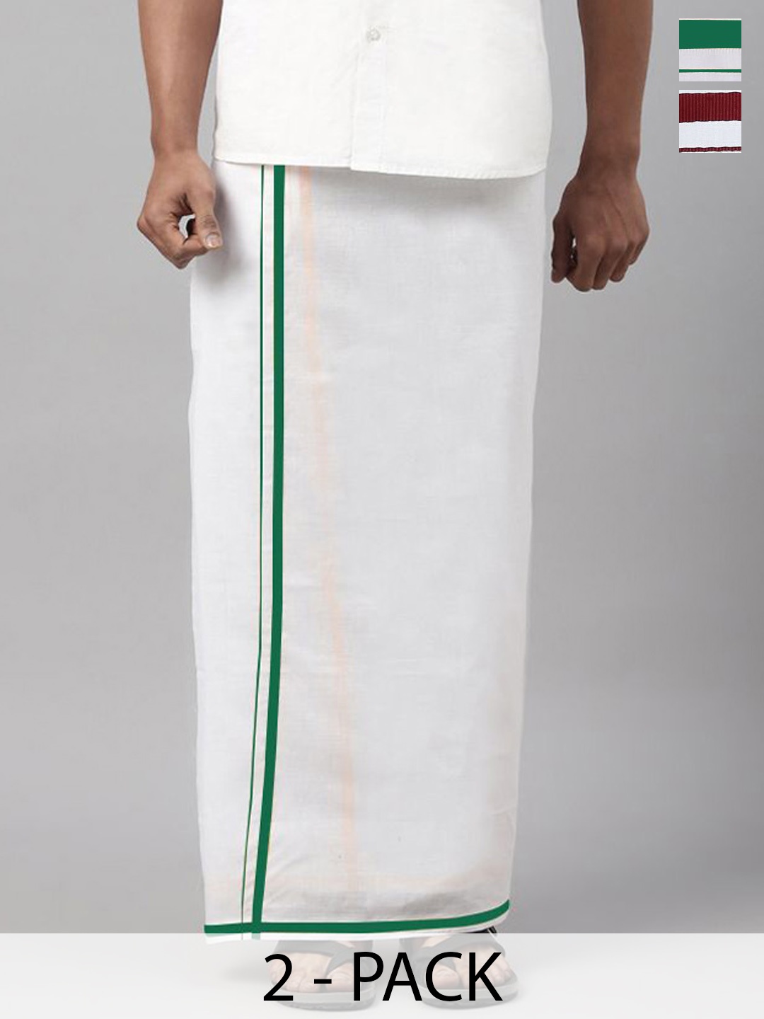 

WHITE HEART Men Pack of 2 Pure Cotton Dhotis