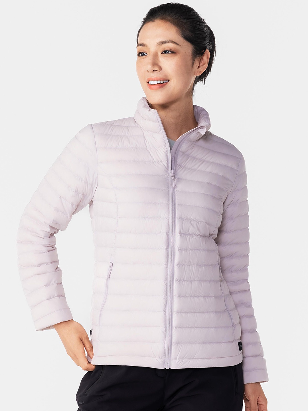 

FORCLAZ By Decathlon Women Upto -5 Degrees Non-Hooded Down Feather Puffer Jacket, Lavender