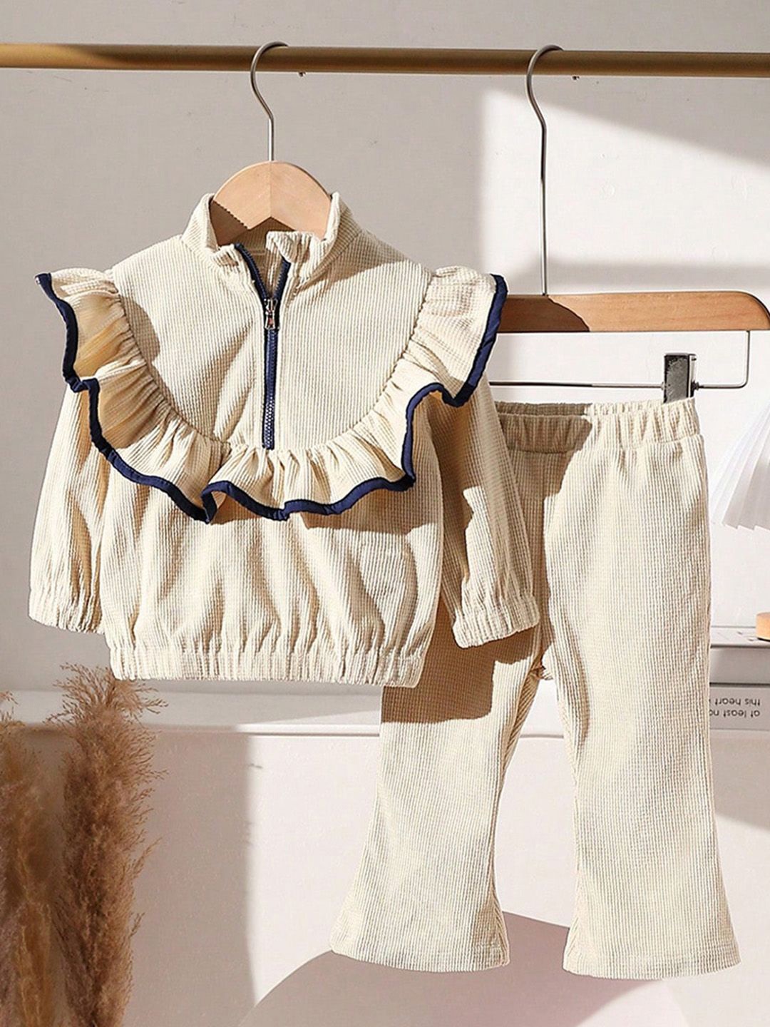 

INCLUD Girls Coat with Trousers Clothing Set, Beige