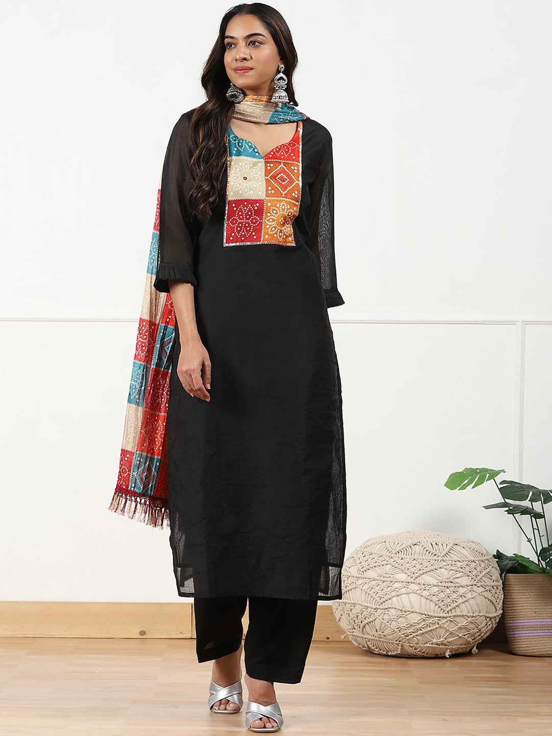 

Biba Unstitched Dress Material, Black