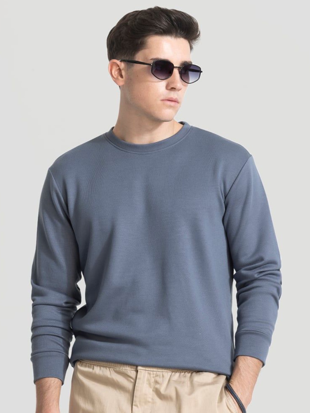 

Snitch Men Solid Round Neck Pullover Sweatshirt, Blue