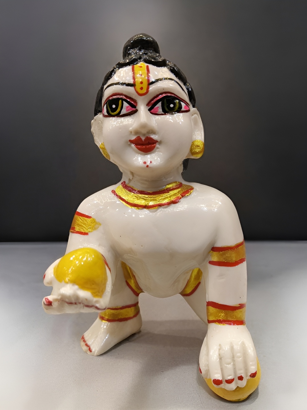 

SANKALAN CREATIONS White Laddu Gopal Idol Small Marble Showpiece