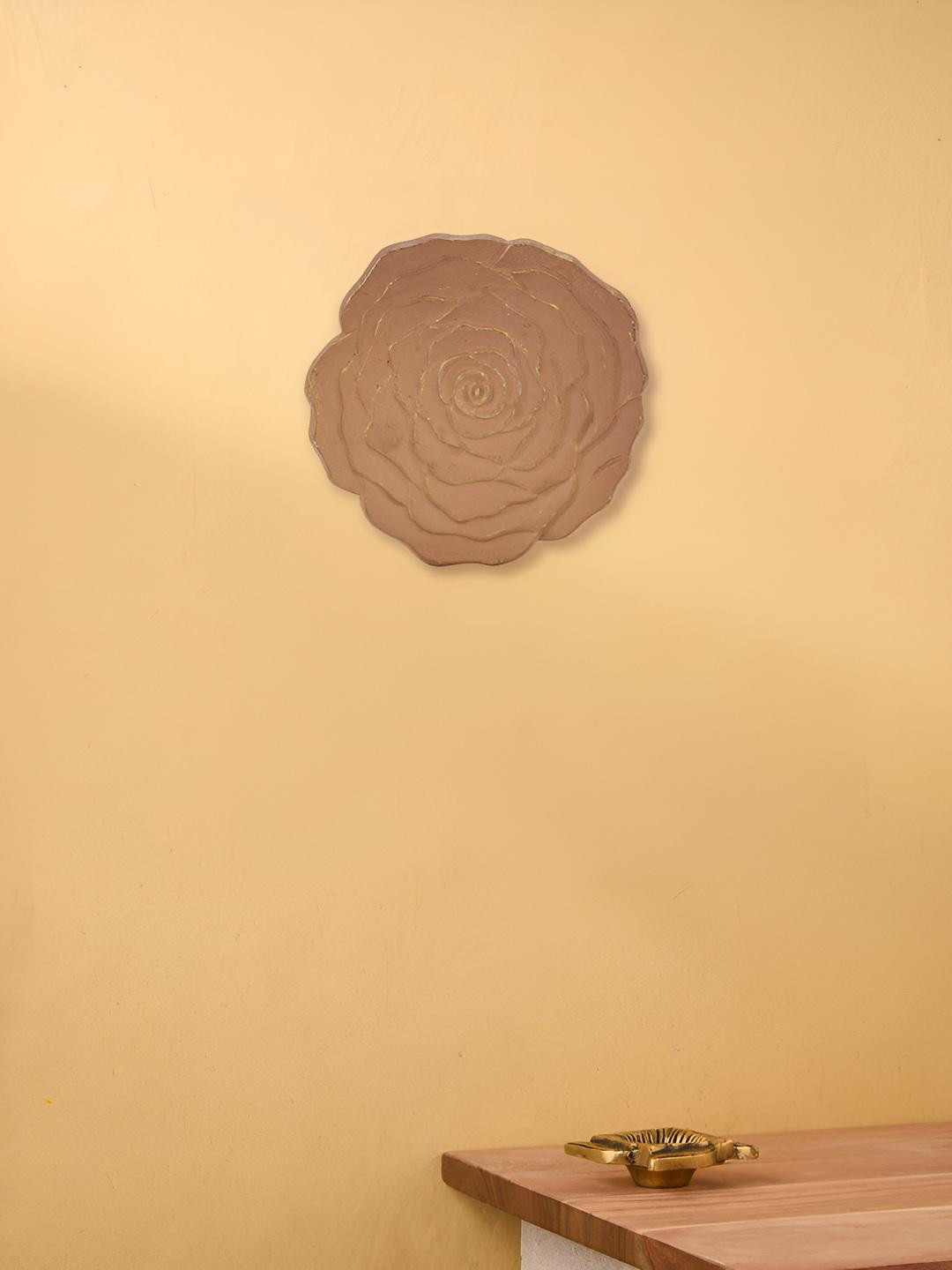 

Fabindia Beige & Gold-Toned Floral Textured Metal Wall Decor