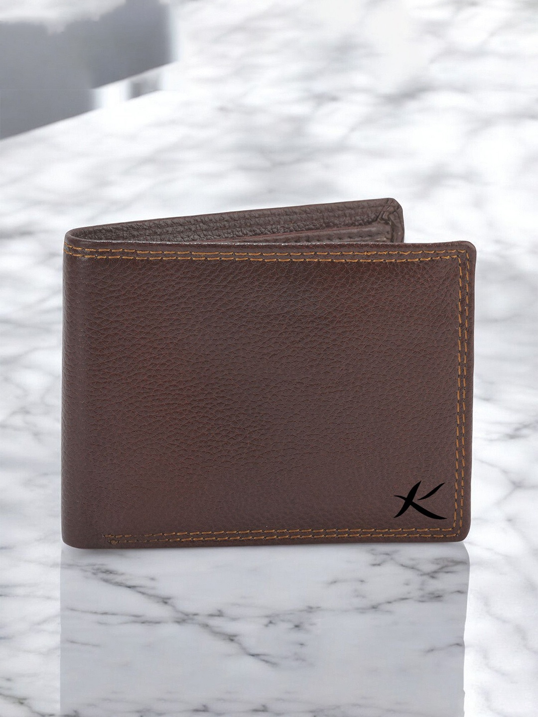

Kastner Men Textured Cut Work Leather Two Fold Wallet, Brown