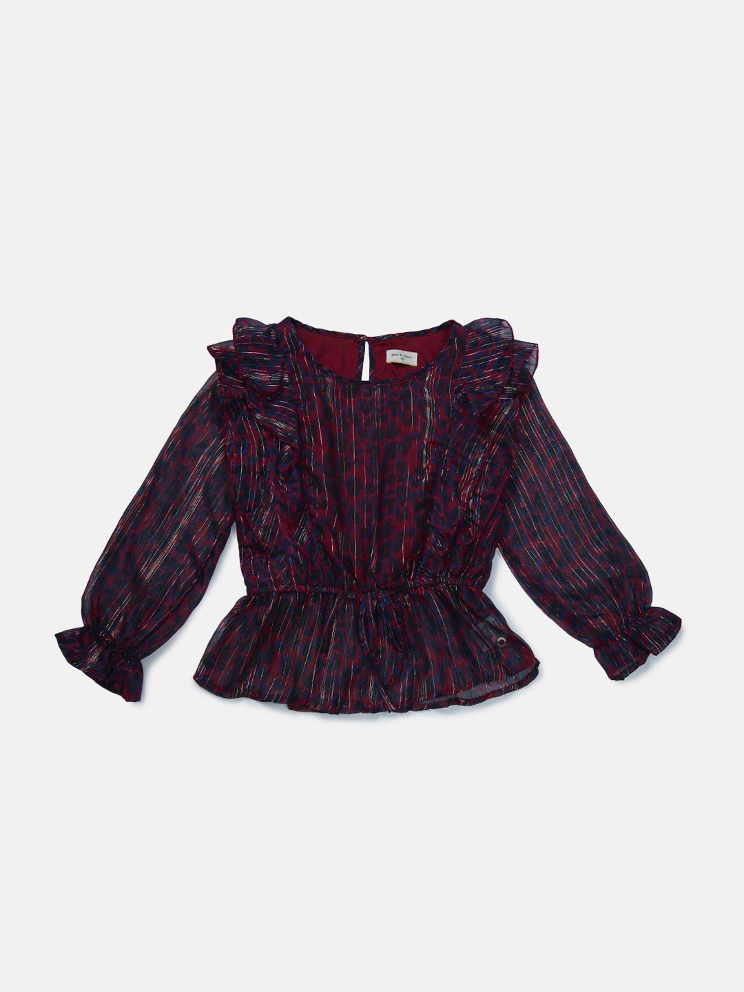 

Gini and Jony Girls Abstract Printed Round Neck Cotton Top, Maroon