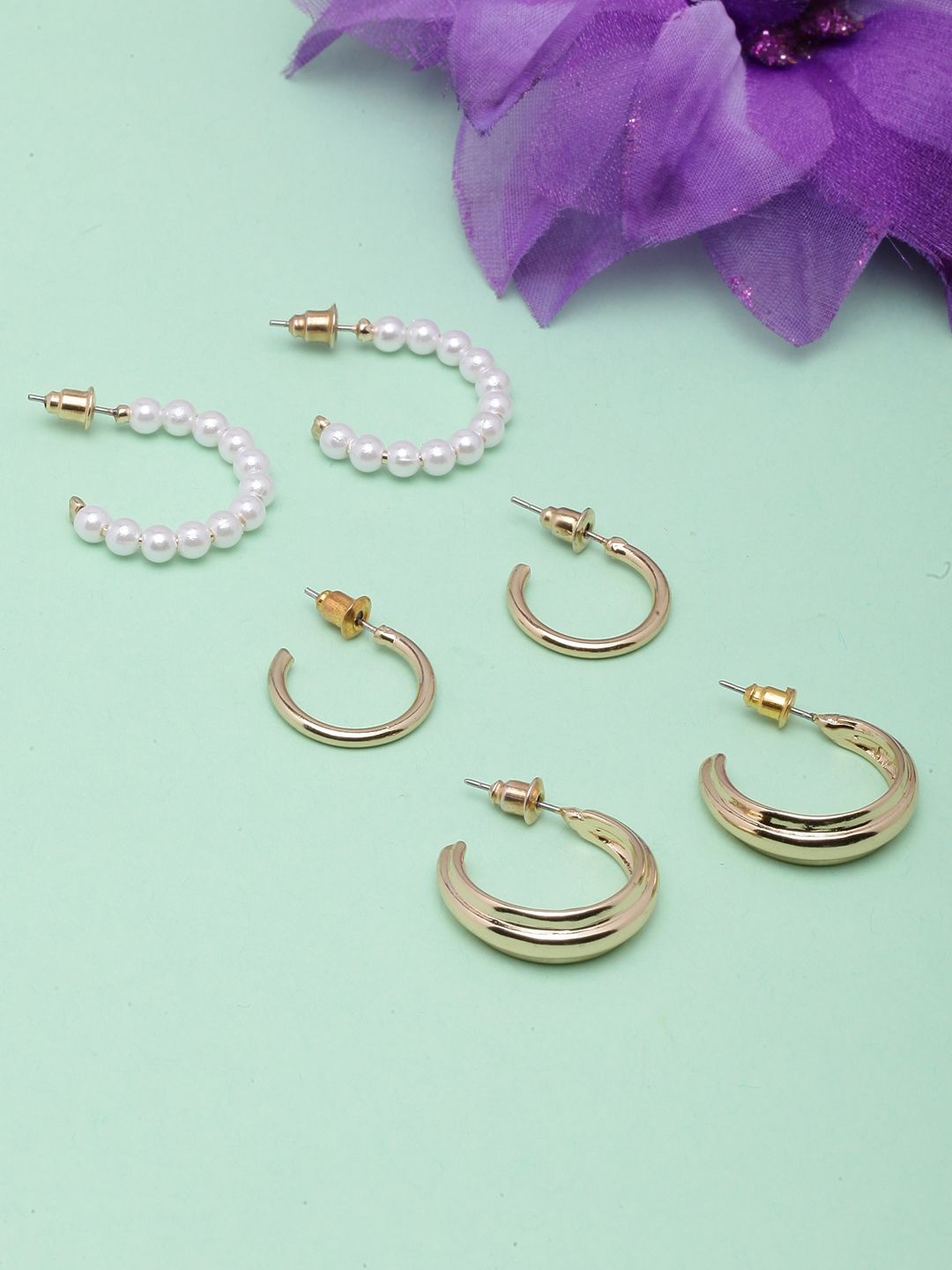 

KPOP Contemporary Half Hoop Earrings, Gold