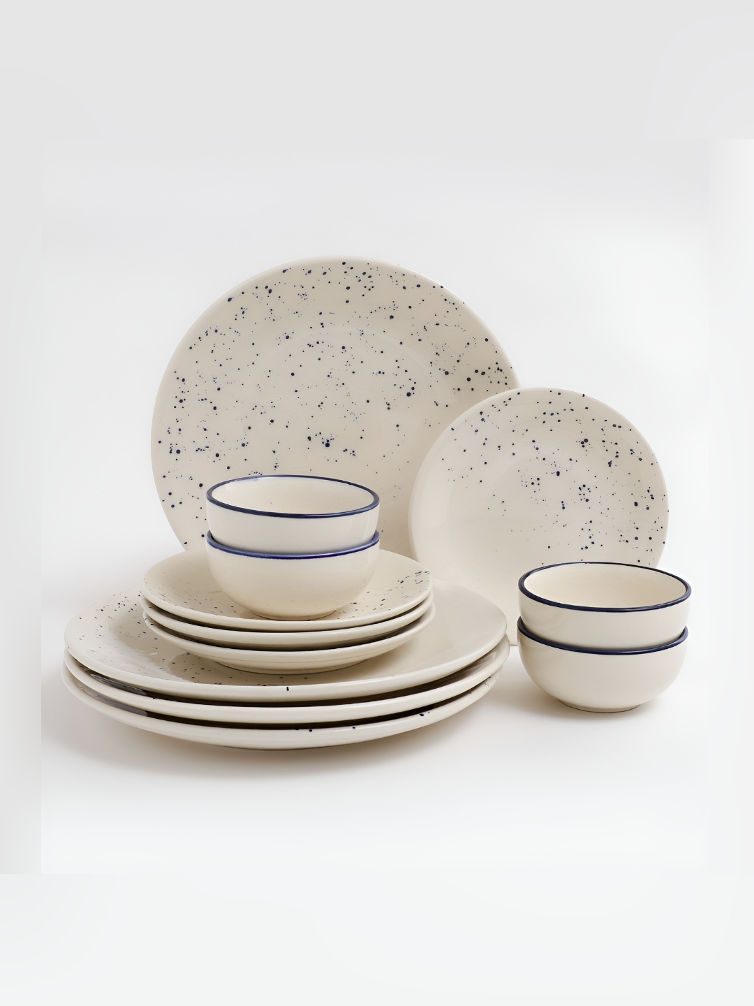 

MIAH Decor White 12 Pieces Ceramic Dishwasher and Microwave Safe Dinner Set