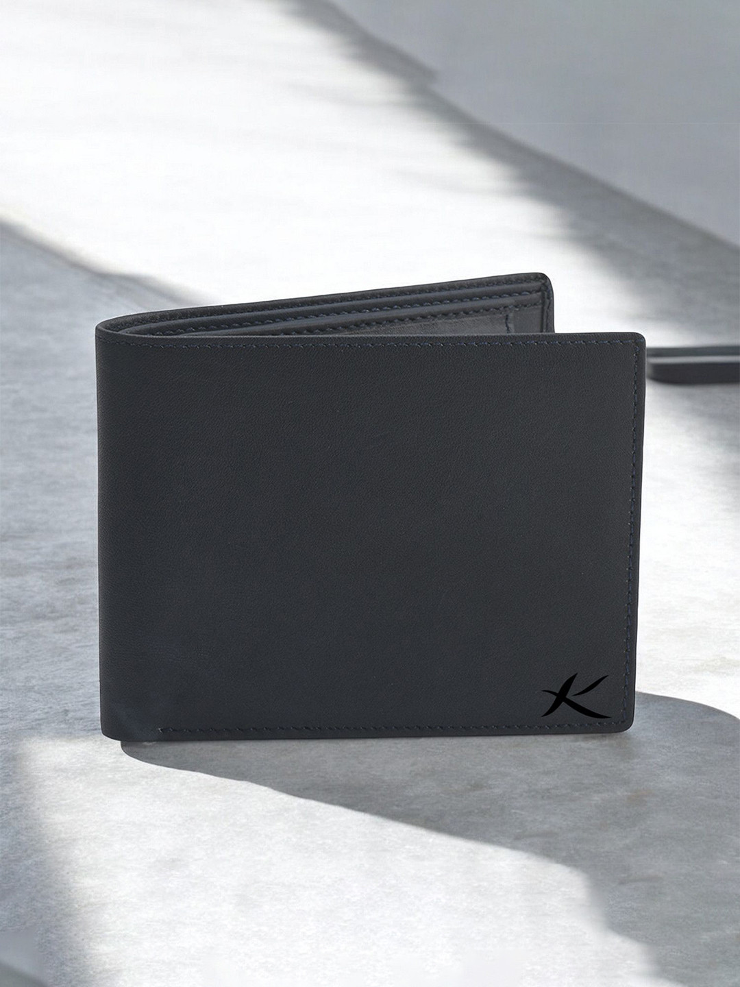 

Kastner Men Textured Cut Work Leather Two Fold Wallet, Blue