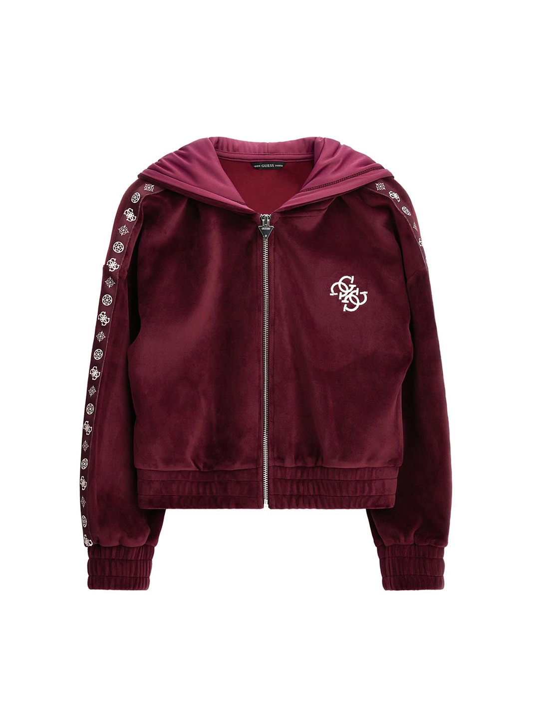 

GUESS kids Girls Embroidered Hooded Jacket, Burgundy