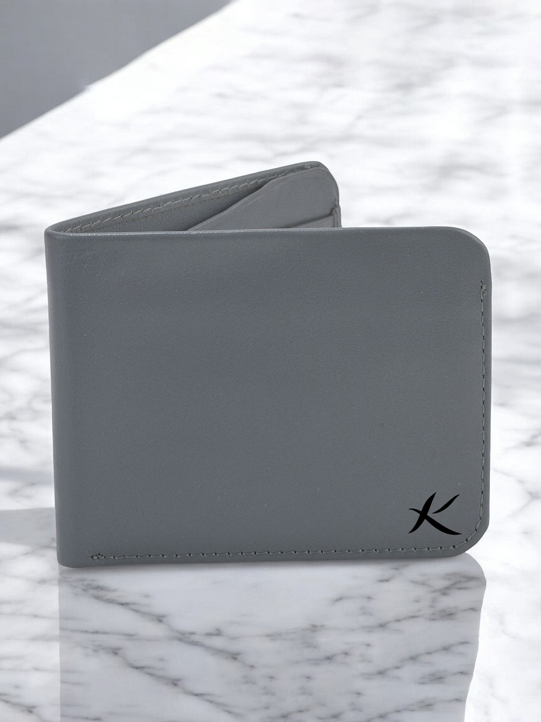 

Kastner Men Textured Cut Work Leather Two Fold Wallet, Grey