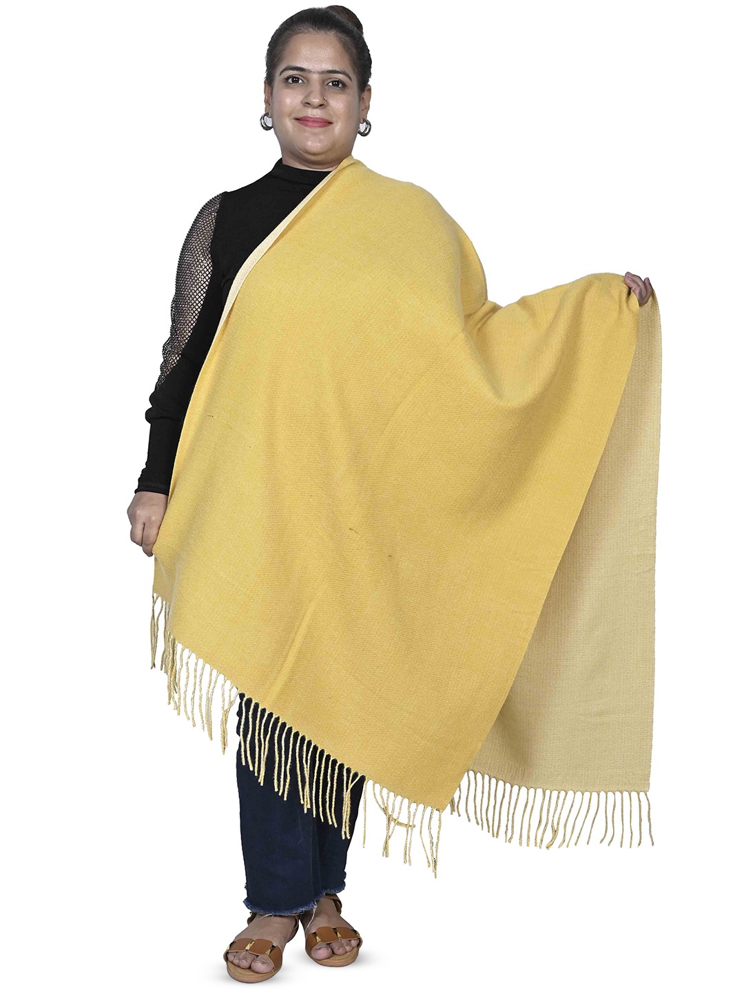 

Calvadoss Women Elegant Double- Sided Stole, Yellow