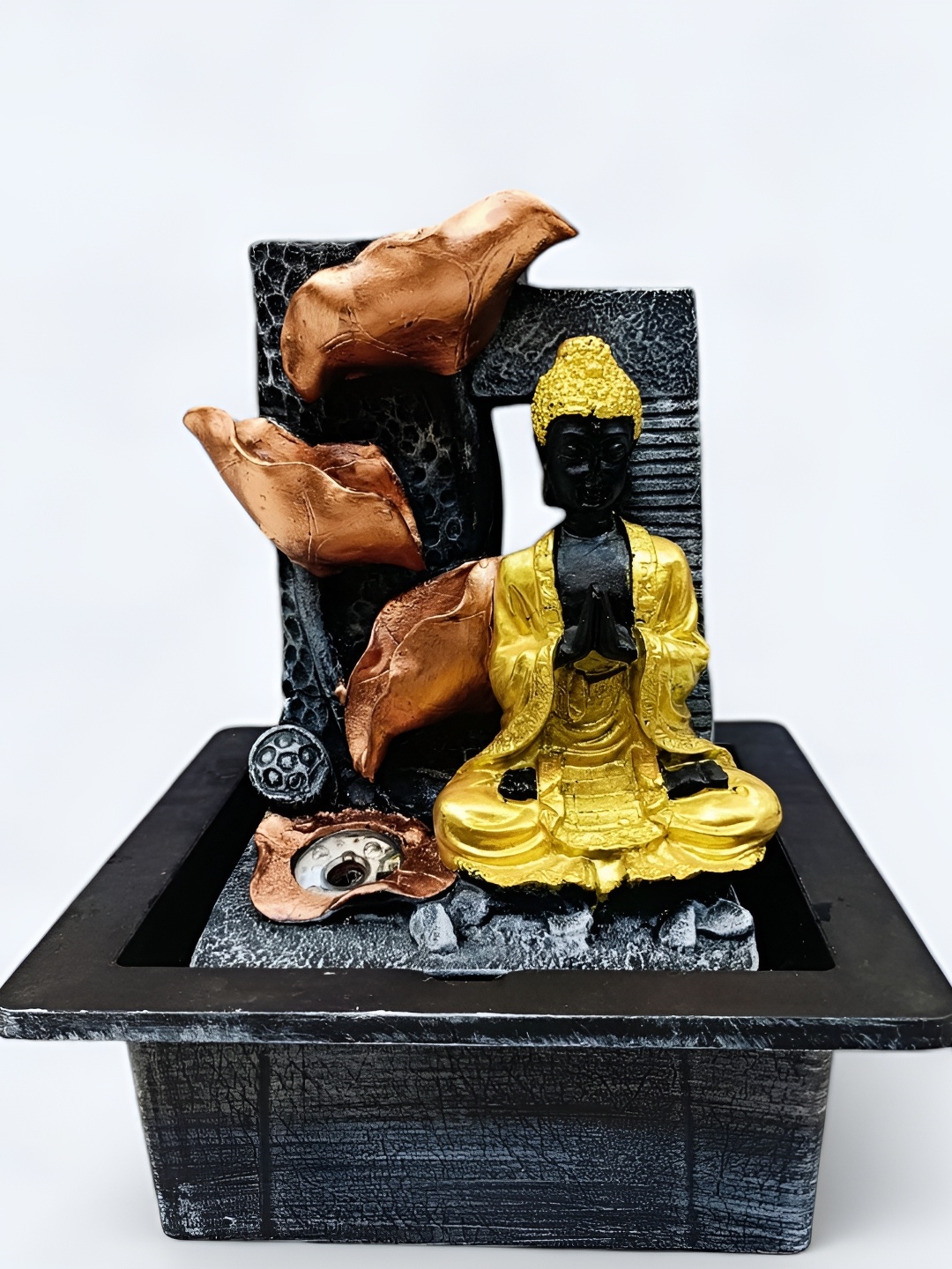 

SANKALAN CREATIONS Black & Gold Toned Buddha Figurine Showpiece
