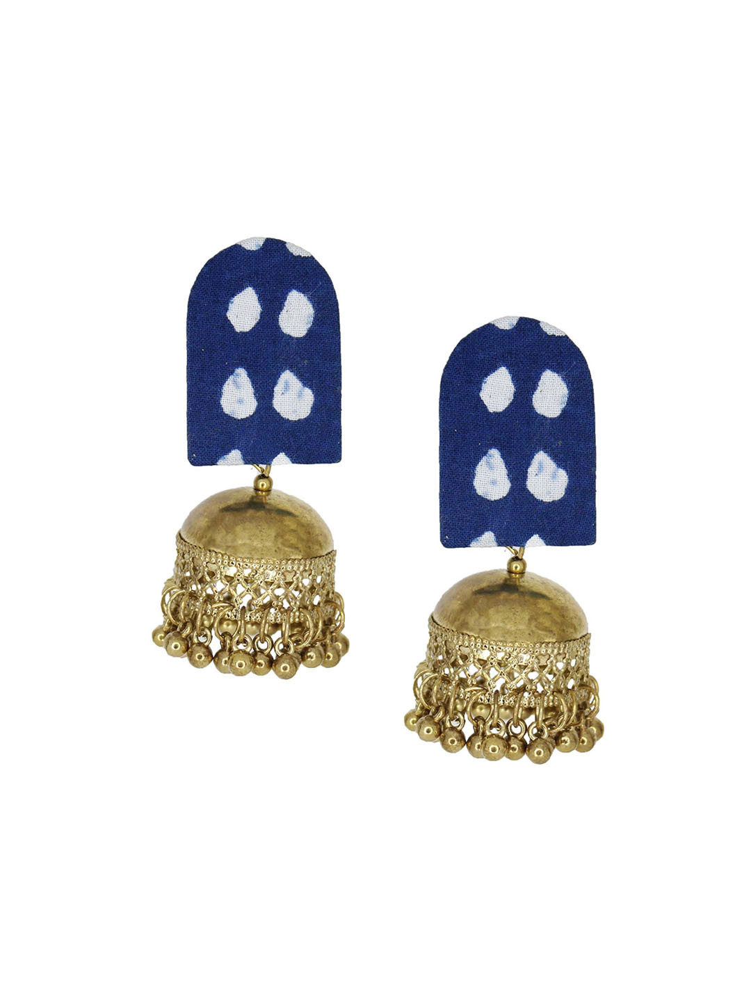 

Sangria Gold Plated Printed Jhumka Earrings