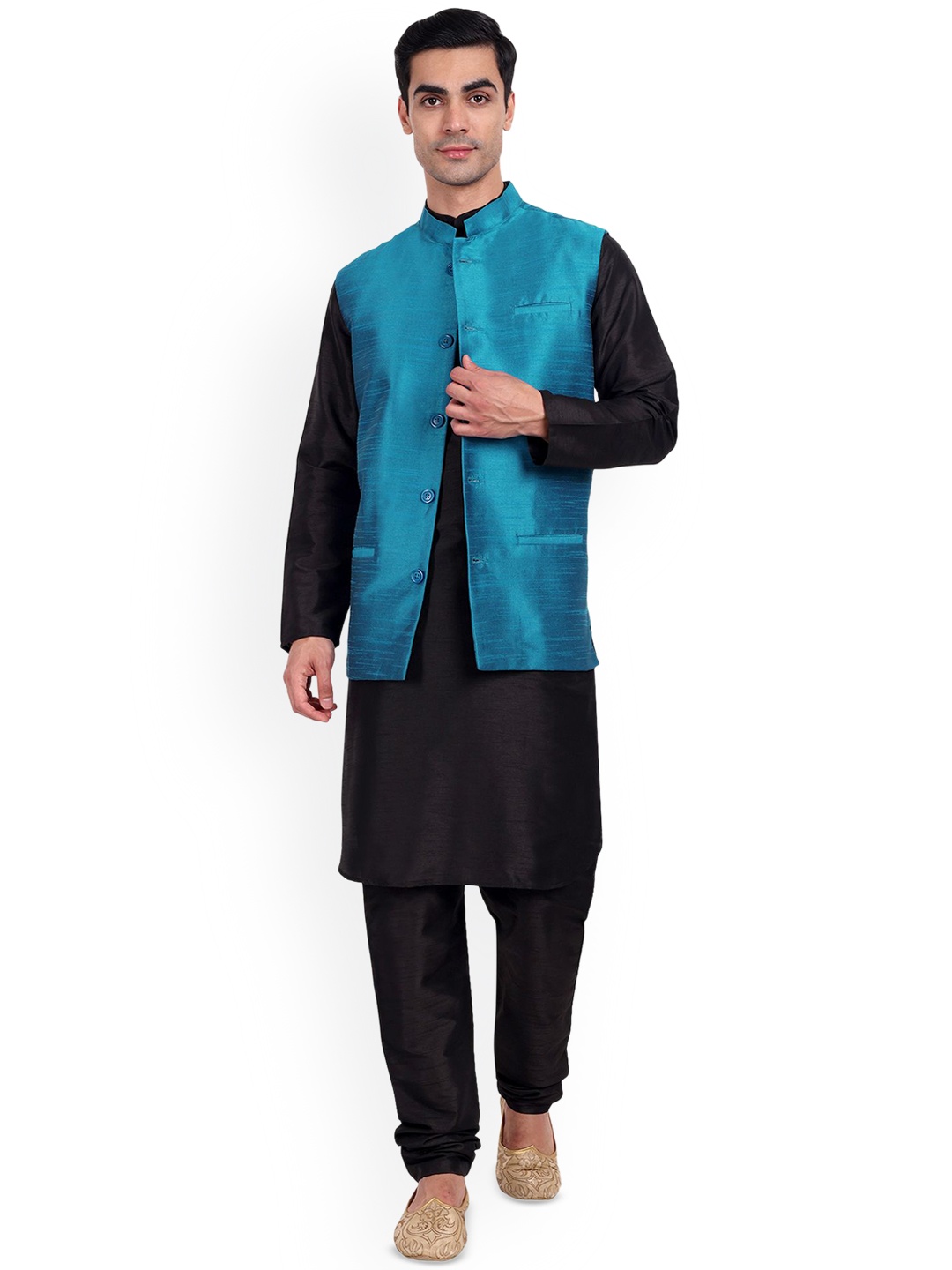 

Enciger Men Kurta with Churidar set, Turquoise blue