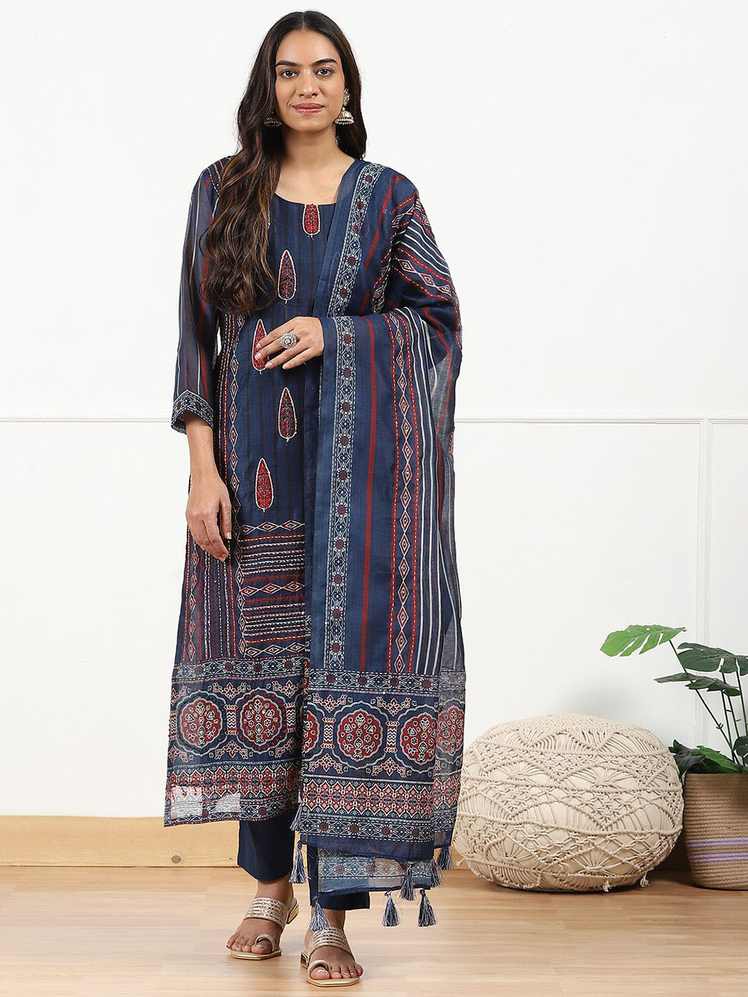 

Biba Unstitched Dress Material, Blue
