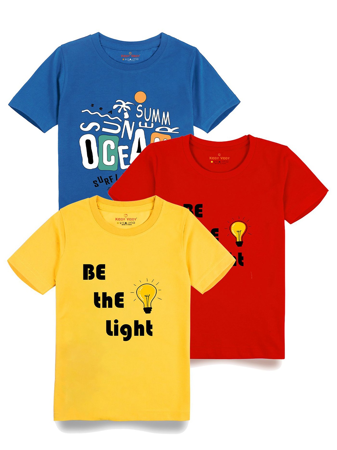 

AUSK Boys Pack Of 3 Graphic Printed Round Neck Cotton T-shirts, Red