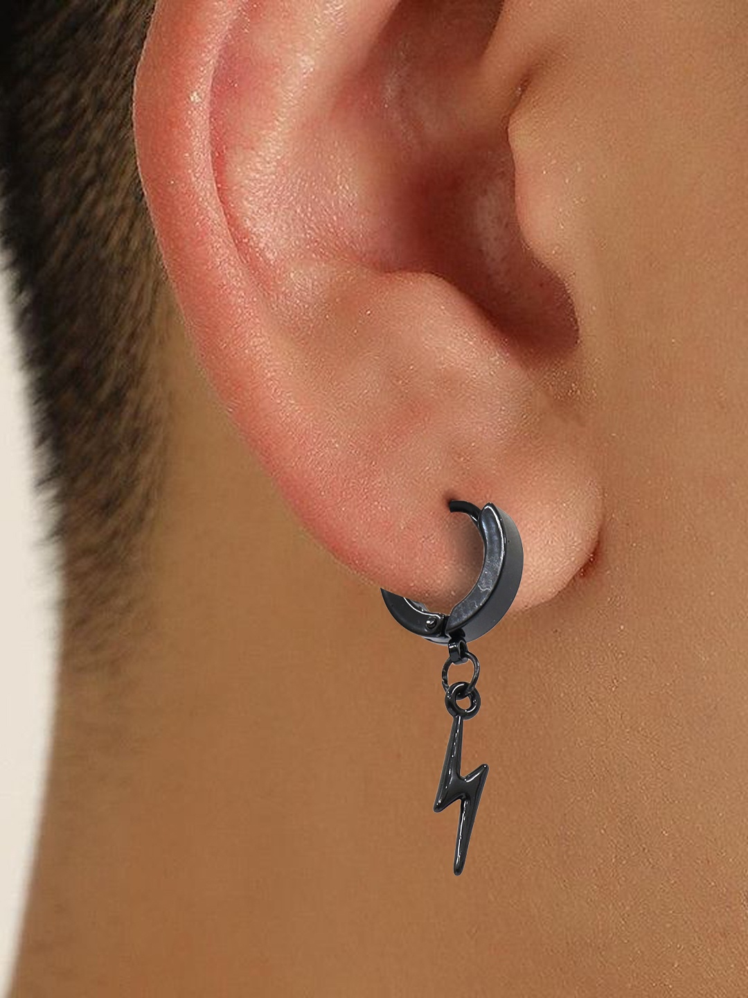 

Krelin Men Stainless Steel Classic Drop Earring, Black