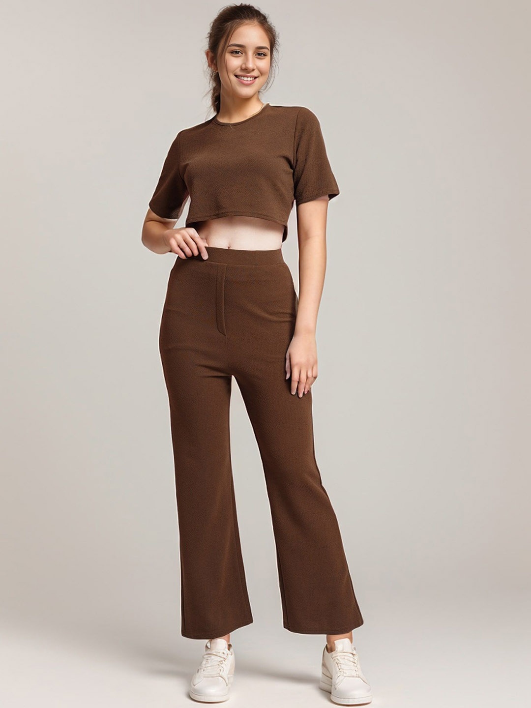 

DressBerry Basics Top & Trousers Co-Ord, Coffee brown
