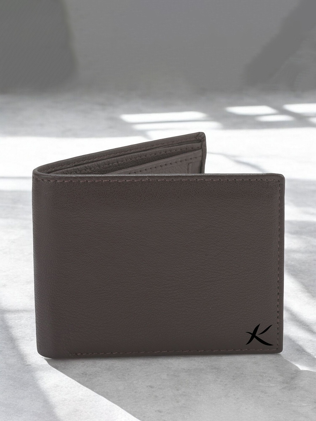 

Kastner Men Textured Cut Work Leather Two Fold Wallet, Brown