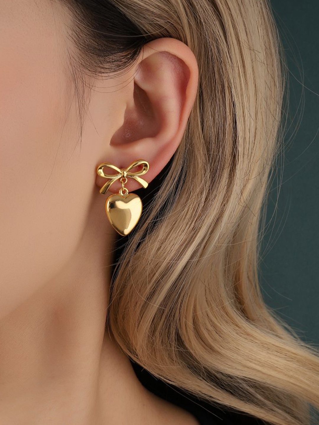 

SALTY Tactile Heart Shaped Drop Earrings, Gold