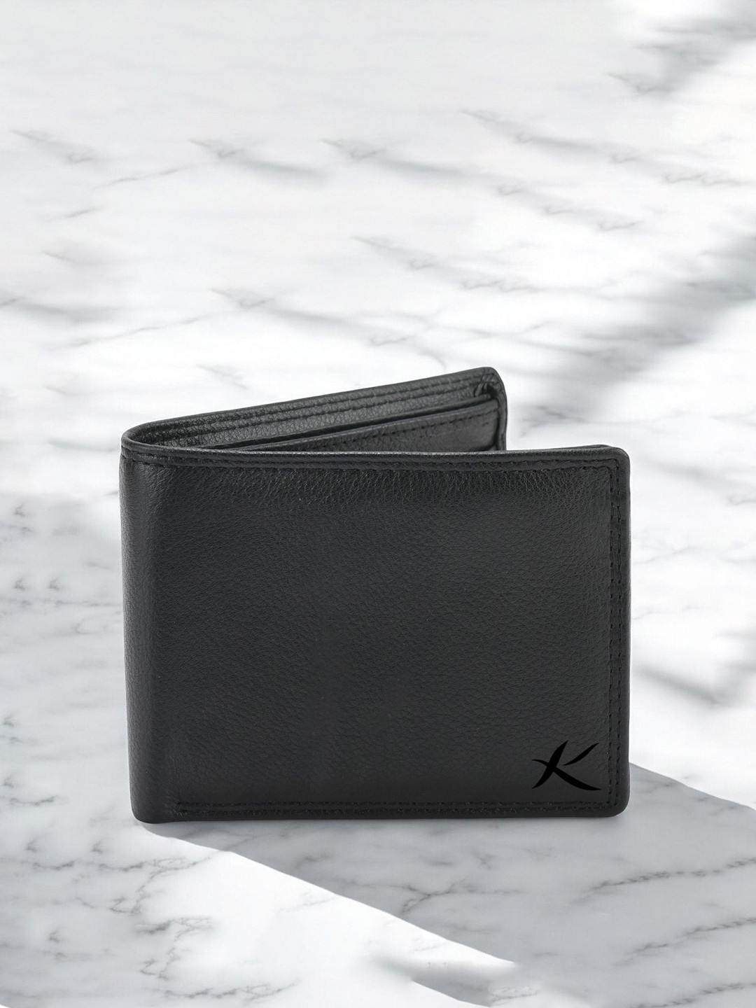 

Kastner Men Textured Cut Work Leather Two Fold Wallet, Black