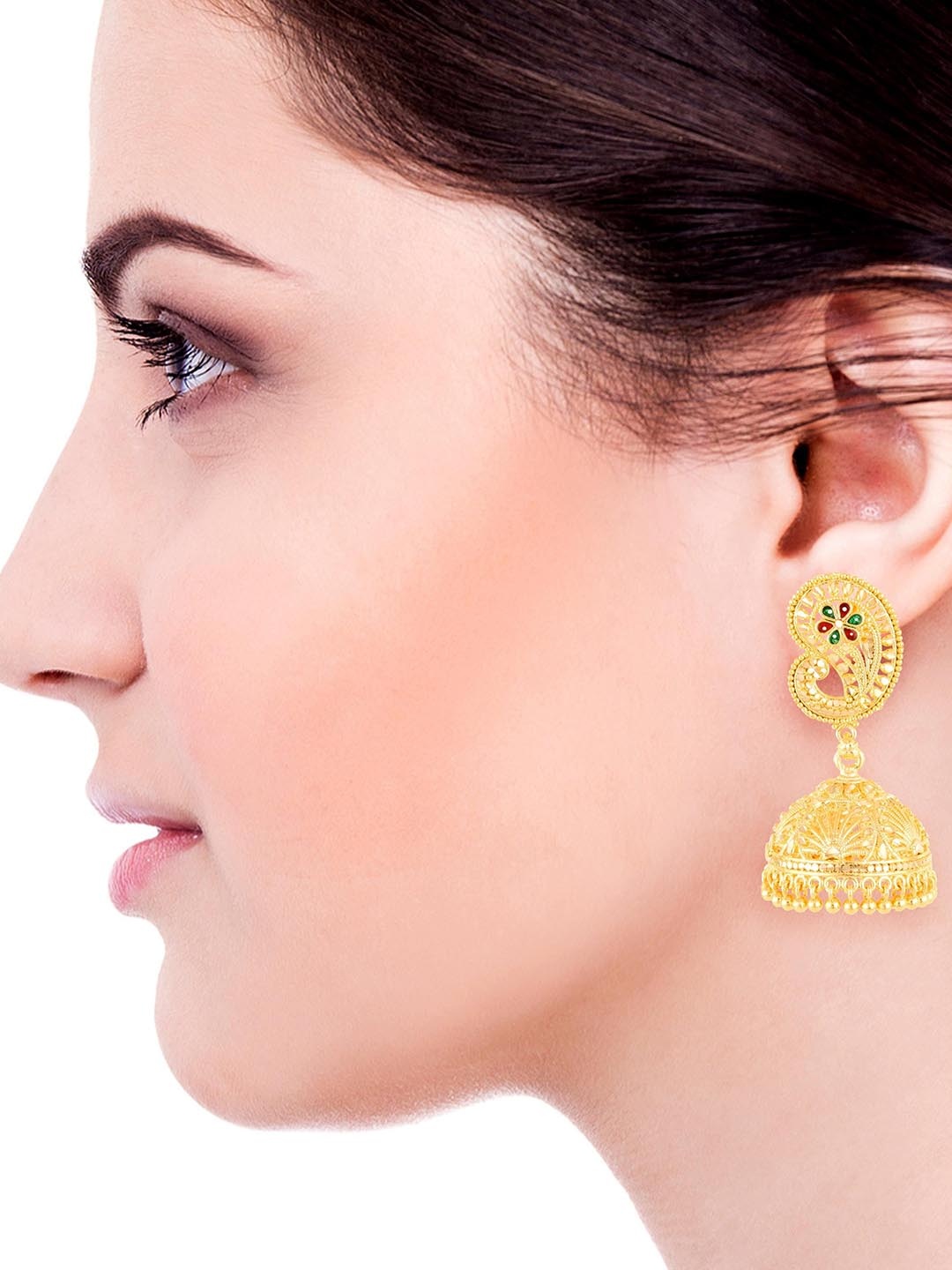 

Heer Collection Gold Plated Contemporary Jhumkas